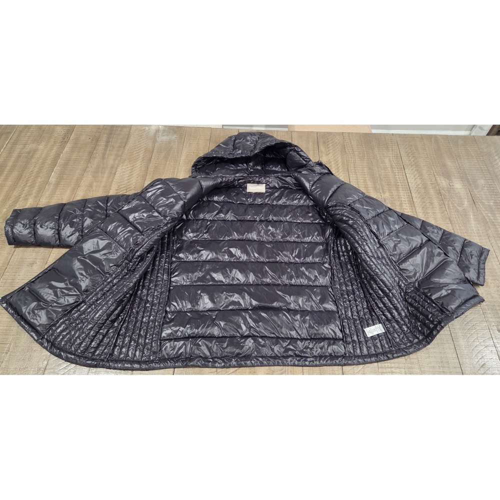 Woman Within Packable Black Puffer Jacket 2XL Plus Hooded Lightweight 29-1533-8 - Picture 4 of 9